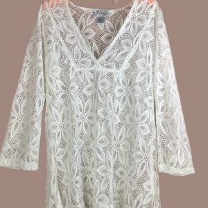 J. Valdi White Lace Coverup